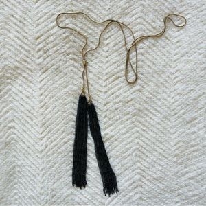 Long double tassel pendant necklace